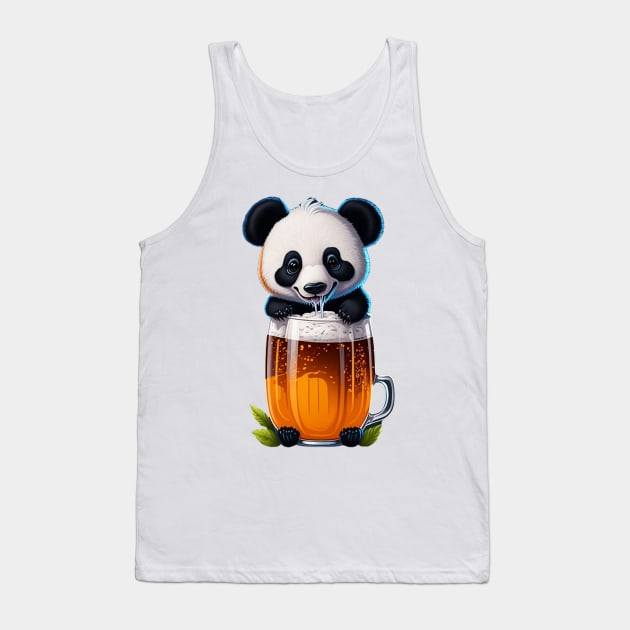 Cute Panda With A Beer Mug Tank Top by likbatonboot